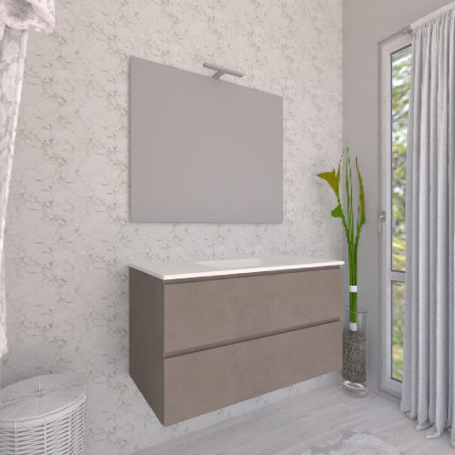 Mobile bagno sospeso House 90x50hx45,5 cm con lavabo a incasso bianco