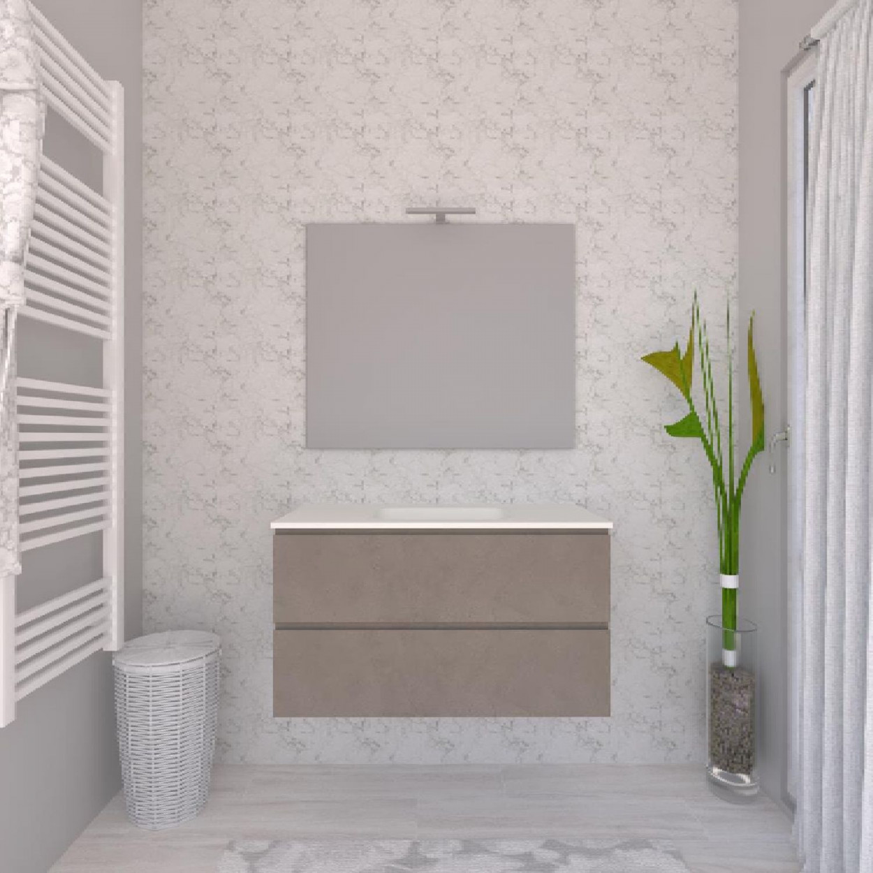 Mobile bagno sospeso House 90x50hx45,5 cm con lavabo a incasso bianco