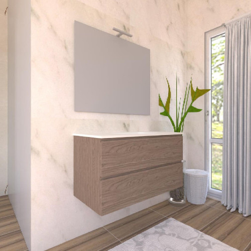 Mobile bagno sospeso House 90x50hx45,5 cm con lavabo a incasso bianco