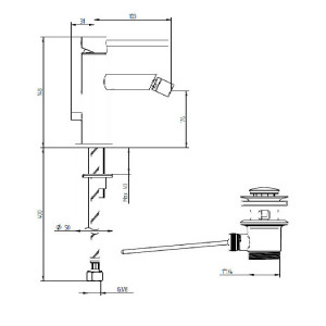 Miscelatore monoforo bidet con scarico Mini B cromo - Bellosta 2