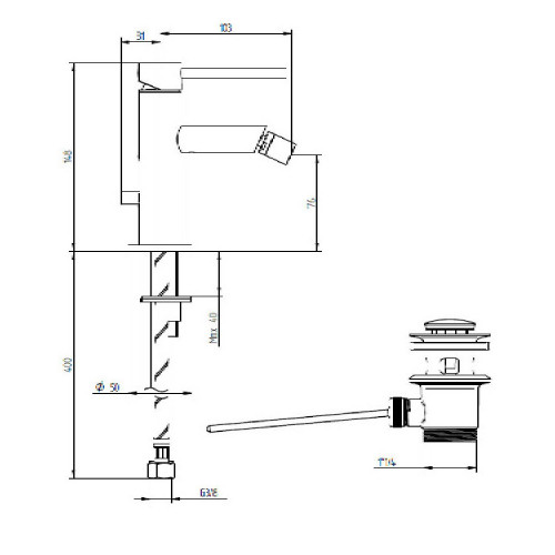 Miscelatore monoforo bidet con scarico Mini B cromo - Bellosta