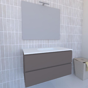 Mobile bagno sospeso House 90x50hx45,5 cm con lavabo a incasso bianco 2