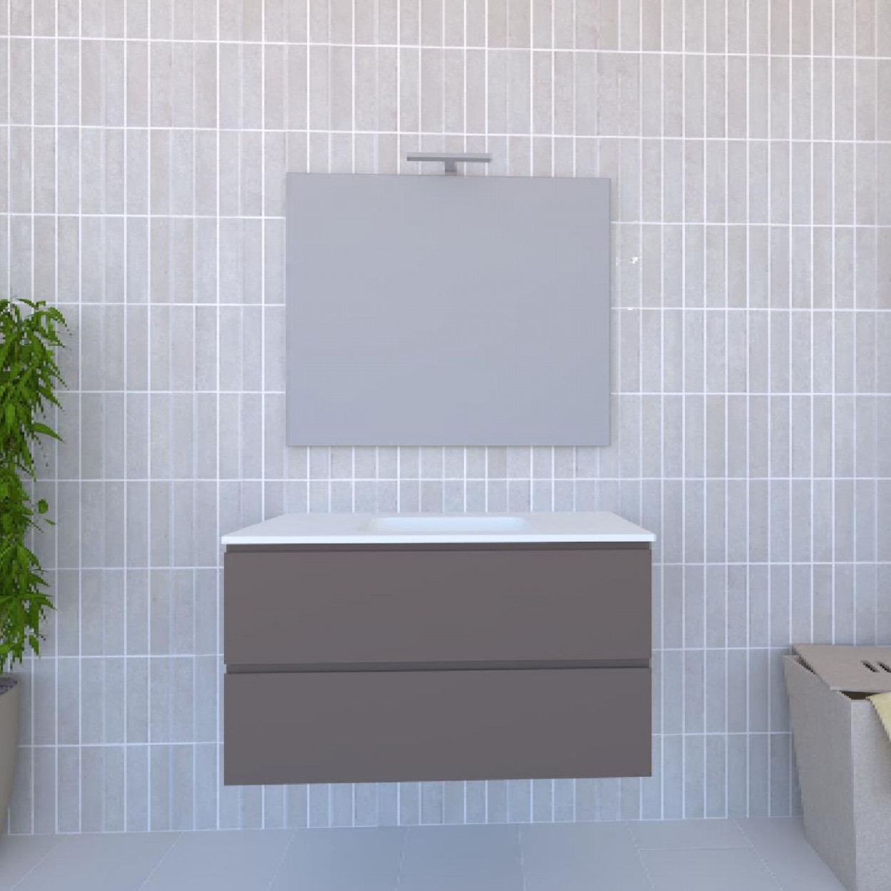 Mobile bagno sospeso House 90x50hx45,5 cm con lavabo a incasso bianco