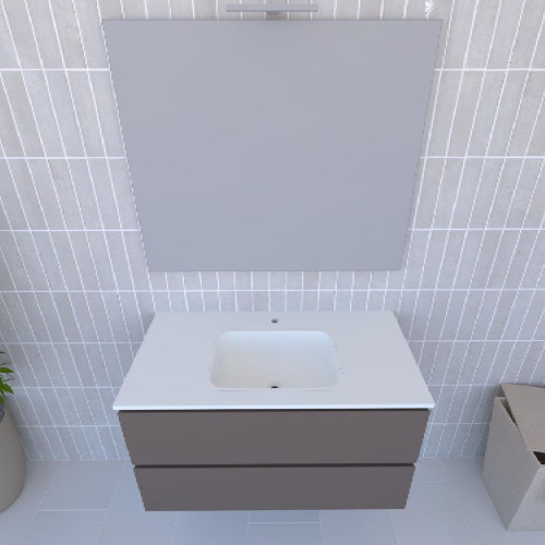 Mobile bagno sospeso House 90x50hx45,5 cm con lavabo a incasso bianco