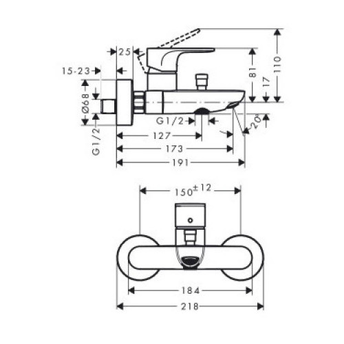 Miscelatore Monocomando Vasca Esterno Rebris S Cromo - Hansgrohe
