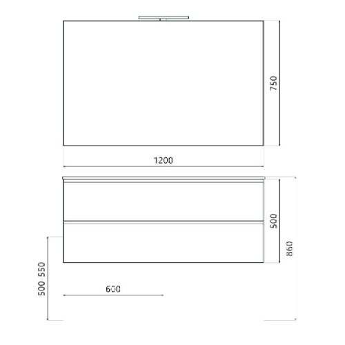 Mobile bagno sospeso House 120x50hx45,5 cm con lavabo a incasso bianco