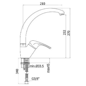 Miscelatore monoforo lavello con canna orientabile Nettuno 2 cromo - P 2