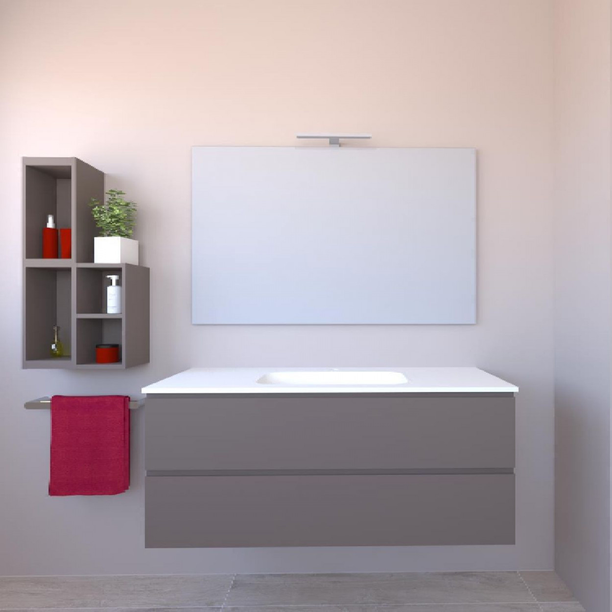 Mobile bagno sospeso House 120x50hx45,5 cm con lavabo a incasso bianco