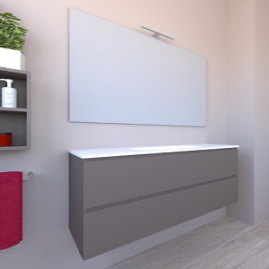 Mobile bagno sospeso House 120x50hx45,5 cm con lavabo a incasso bianco 2