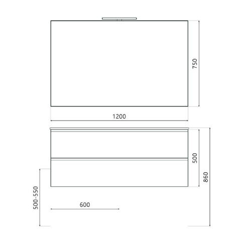 Mobile bagno sospeso House 120x50hx45,5 cm con lavabo a incasso bianco