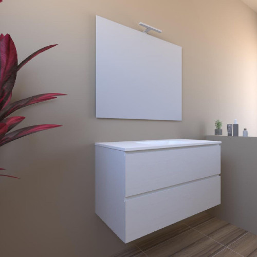 Mobile bagno sospeso House 90x50hx45,5 cm con lavabo a incasso bianco