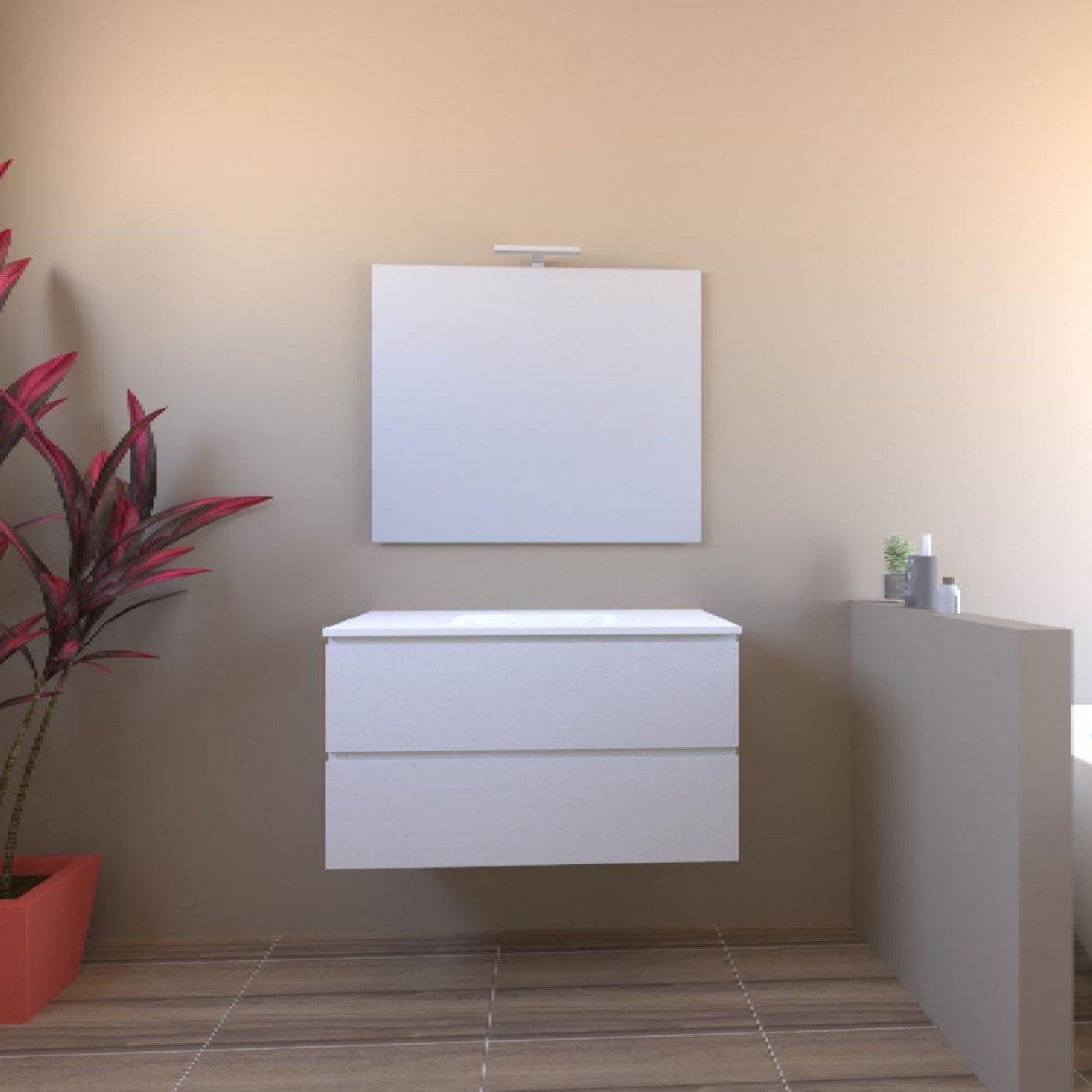 Mobile bagno sospeso House 90x50hx45,5 cm con lavabo a incasso bianco