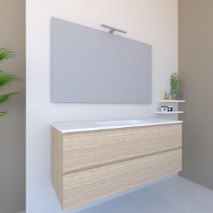 Mobile bagno sospeso House 120x50hx45,5 cm con lavabo a incasso bianco 2
