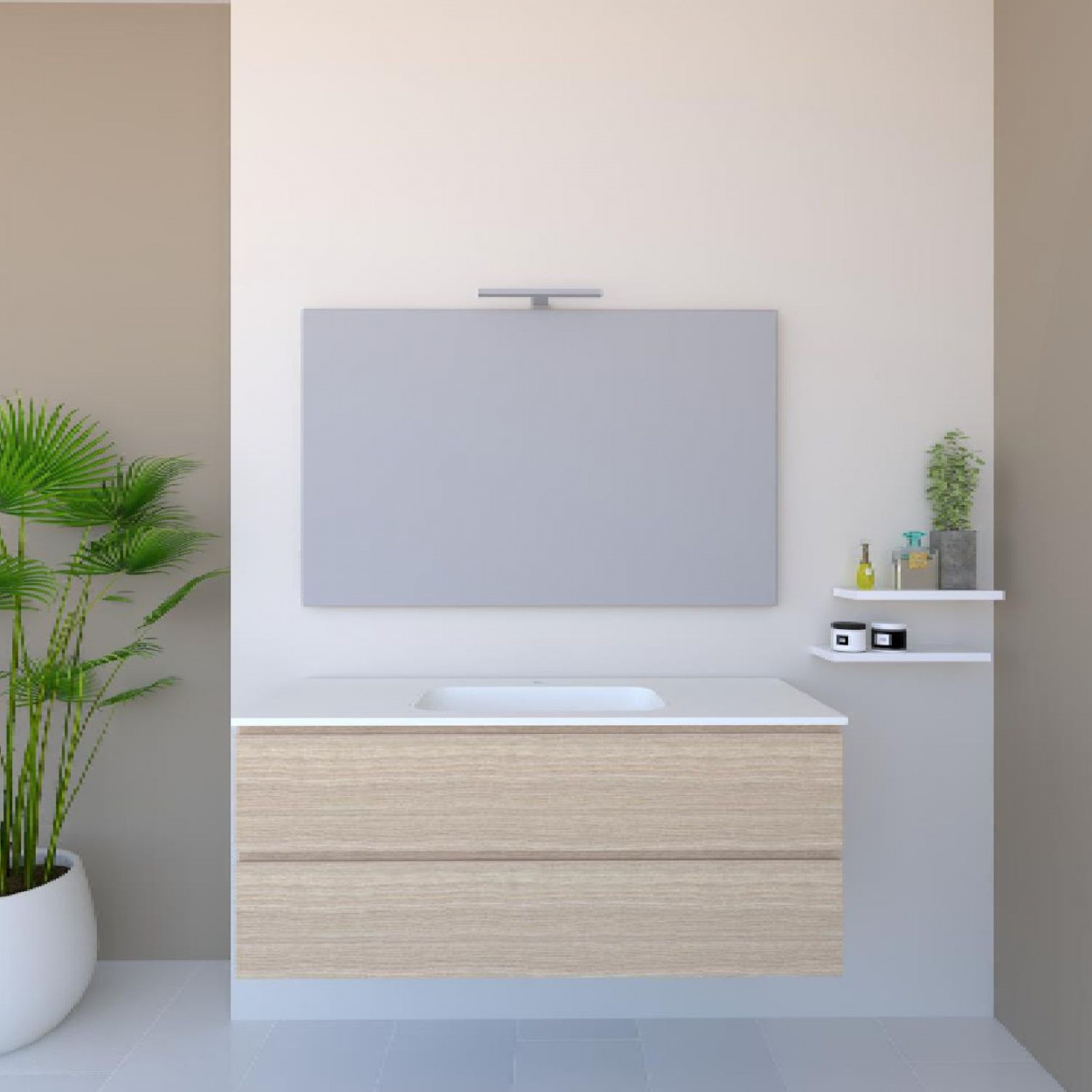 Mobile bagno sospeso House 120x50hx45,5 cm con lavabo a incasso bianco