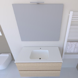 Mobile bagno sospeso House 90x50hx45,5 cm con lavabo a incasso bianco 2
