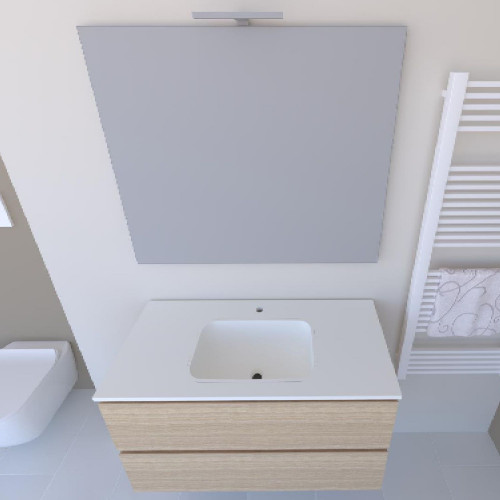 Mobile bagno sospeso House 90x50hx45,5 cm con lavabo a incasso bianco