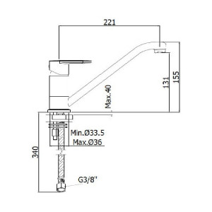 Miscelatore lavello con canna tubo orientabile Candy cromo - Paffoni 2