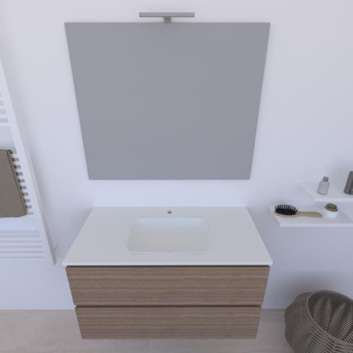 Mobile bagno sospeso House 90x50hx45,5 cm con lavabo a incasso bianco