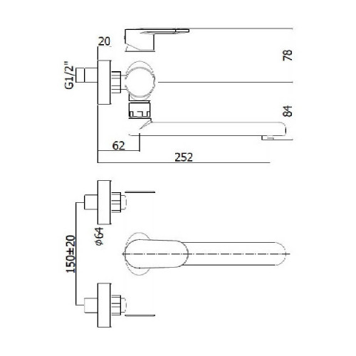 Miscelatore lavello a parete Candy cromo - Paffoni