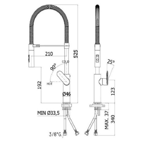 Miscelatore cucina con doccetta Candy cromo molla nero opaco - Paffoni