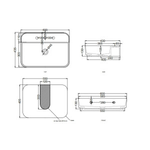 Lavabo da appoggio rettangolare monoforo Shui Comfort 60x43 cm bianco 2