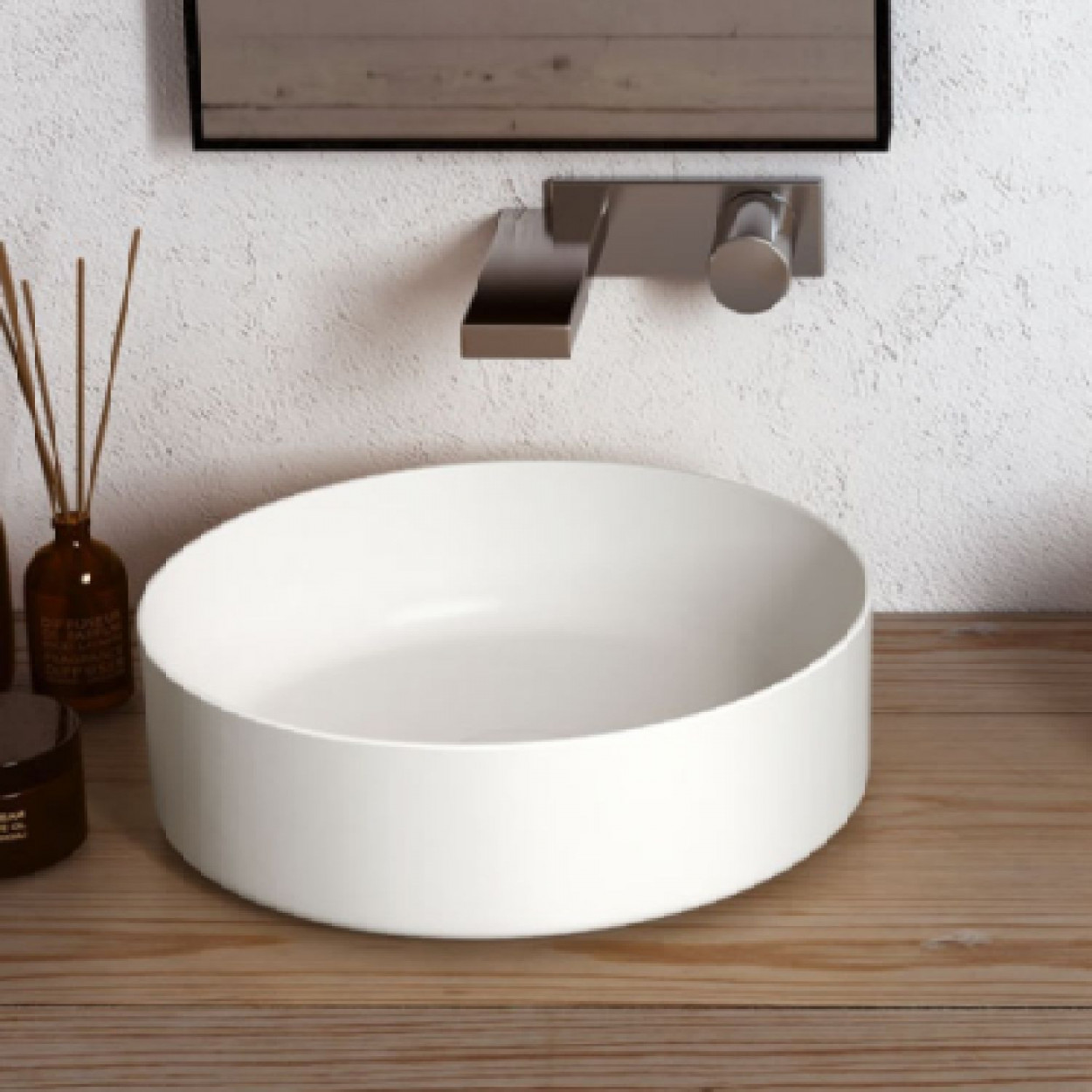 Lavabo da appoggio tondo Shui Comfort 40x40x12,5 cm bianco lucido - Ce