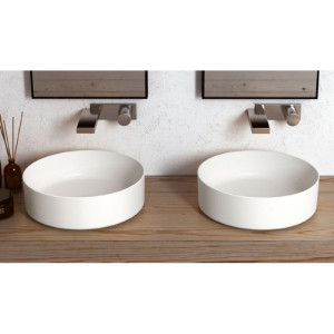 Lavabo da appoggio tondo Shui Comfort 40x40x12,5 cm bianco lucido - Ce 2