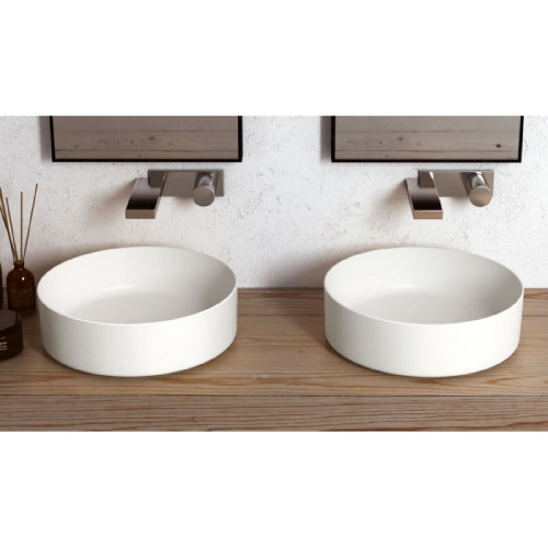 Lavabo da appoggio tondo Shui Comfort 40x40x12,5 cm bianco lucido - Ce