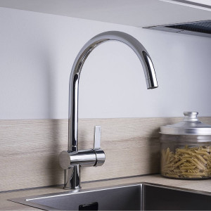 Miscelatore lavello tondo con canna orientabile Rock cromo - Paffoni 2