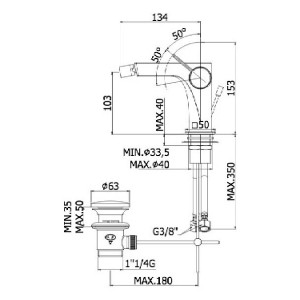 Miscelatore bidet con scarico click-clac Rock cromo - Paffoni 2