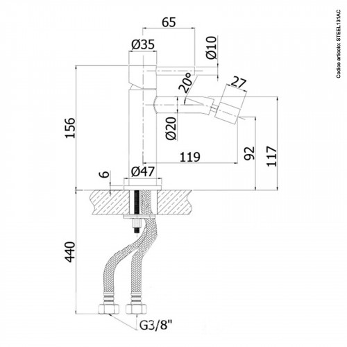 Miscelatore bidet senza scarico Steel acciaio inox - Paffoni