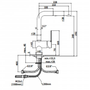 Miscelatore lavello con doccetta estraibile 2 getti Ringo nero opaco - 2