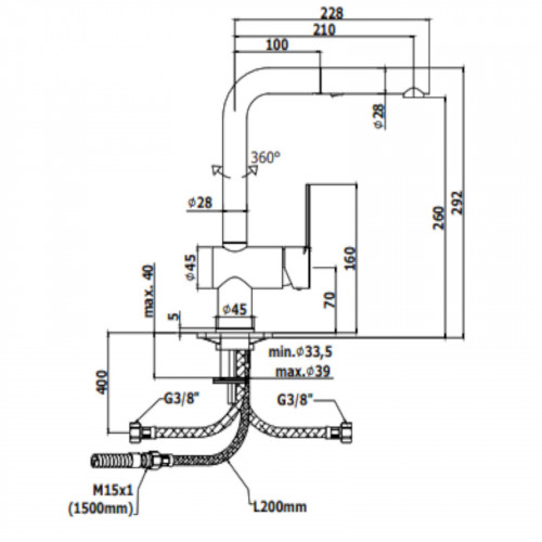 Miscelatore lavello con doccetta estraibile 2 getti Ringo nero opaco -