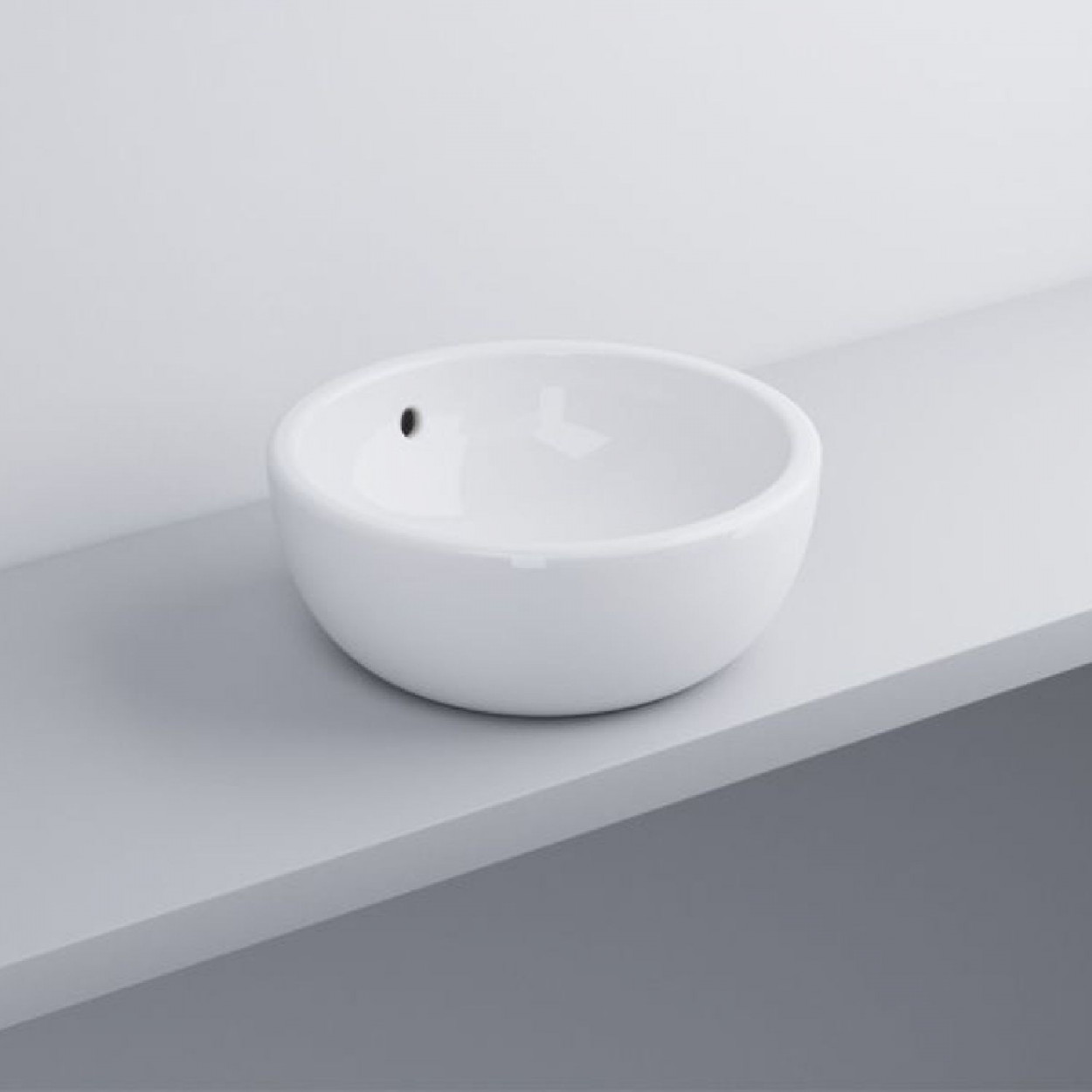 Lavabo da appoggio con troppo pieno Shui 42 cm bianco lucido - Ceramic