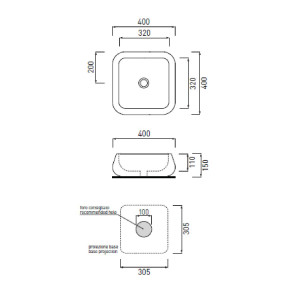 Lavabo da appoggio quadrato Shui 40x40 cm bianco lucido - Ceramica Cie 2