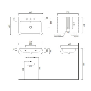 Lavabo da appoggio con troppo pieno 66x48xh15 cm Shui bianco lucido - 2
