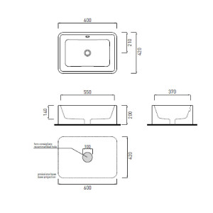 Lavabo da appoggio Shui 60x42 cm bianco lucido - Ceramica Cielo 2