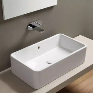 Lavabo da appoggio rettangolare 75x42 cm Shui - Ceramica Cielo