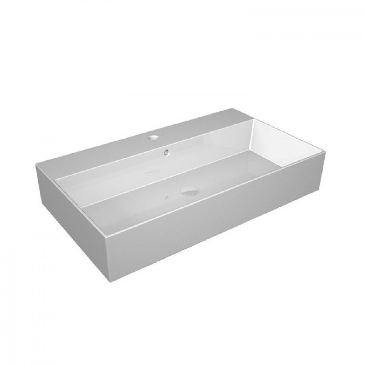 Lavabo da appoggio monoforo 80 cm Zenith bianco lucido - Gsg Ceramic