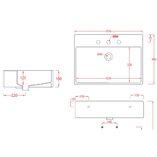 Lavabo da appoggio 65x48 cm Quadro bianco lucido - Artceram