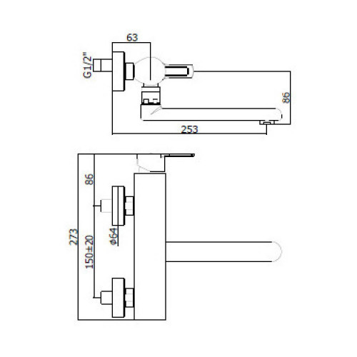 Miscelatore lavello a parete Ringo nero opaco - Paffoni
