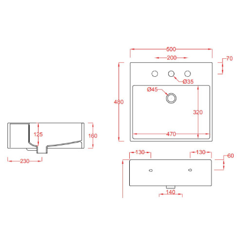Lavabo da appoggio 50x48 cm Quadro bianco lucido - Artceram