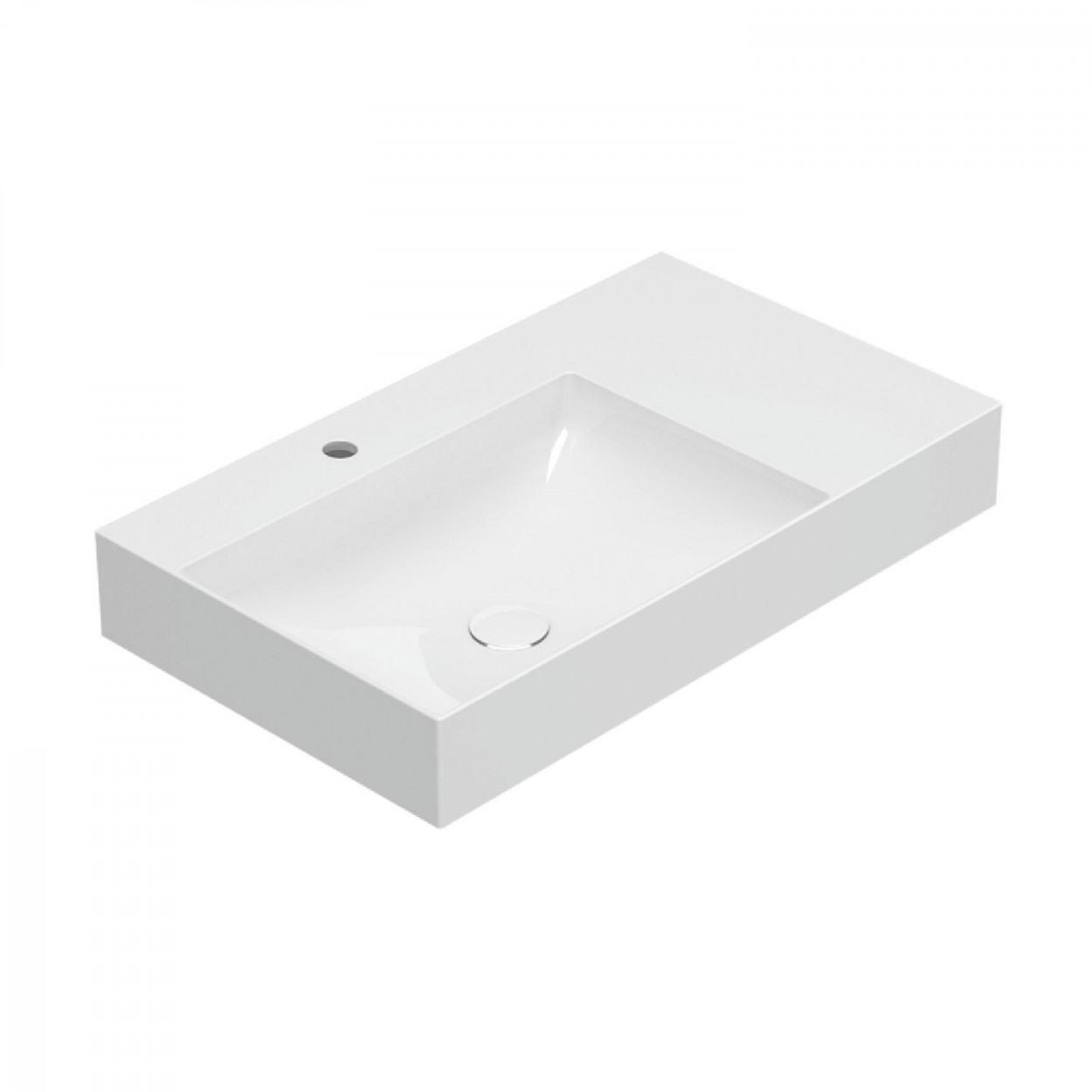 Lavabo con vasca decentrata 80x47 cm T-Edge bianco lucido - Globo