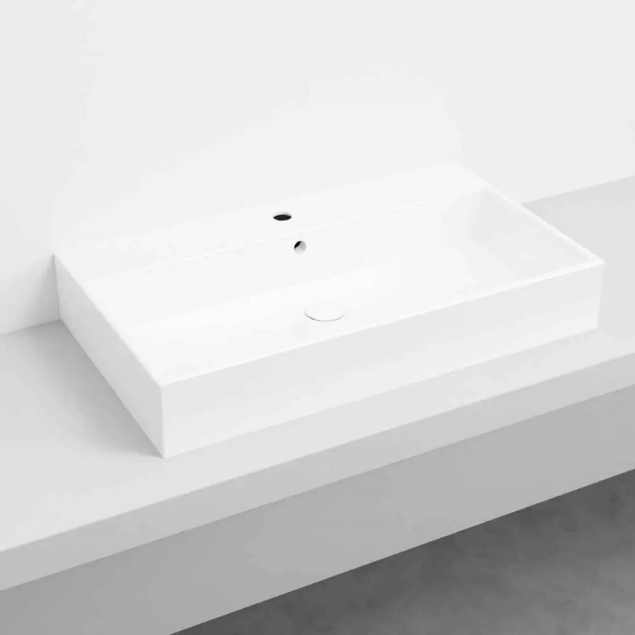 Lavabo da appoggio rettangolare Smile 80x46 cm bianco lucido - Ceramic