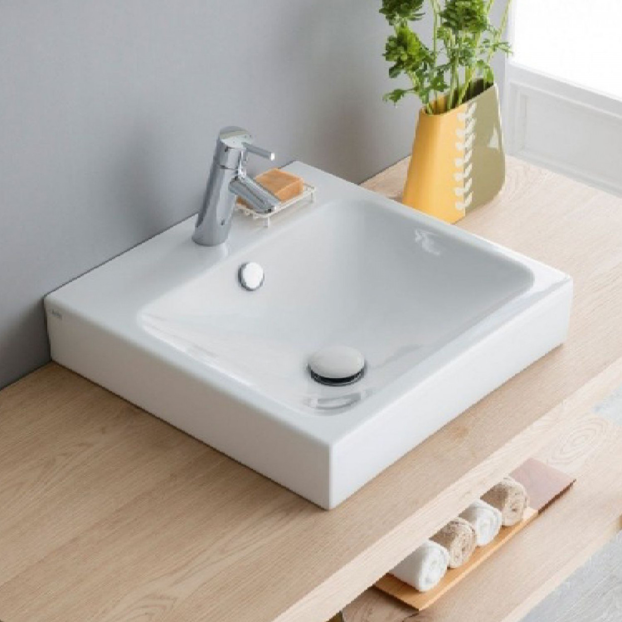 Lavabo Square Smile 48x48 cm bianco lucido - Ceramica Cielo