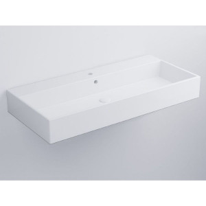 Lavabo da appoggio rettangolare 100x46 cm Smile bianco lucido - Cerami 2