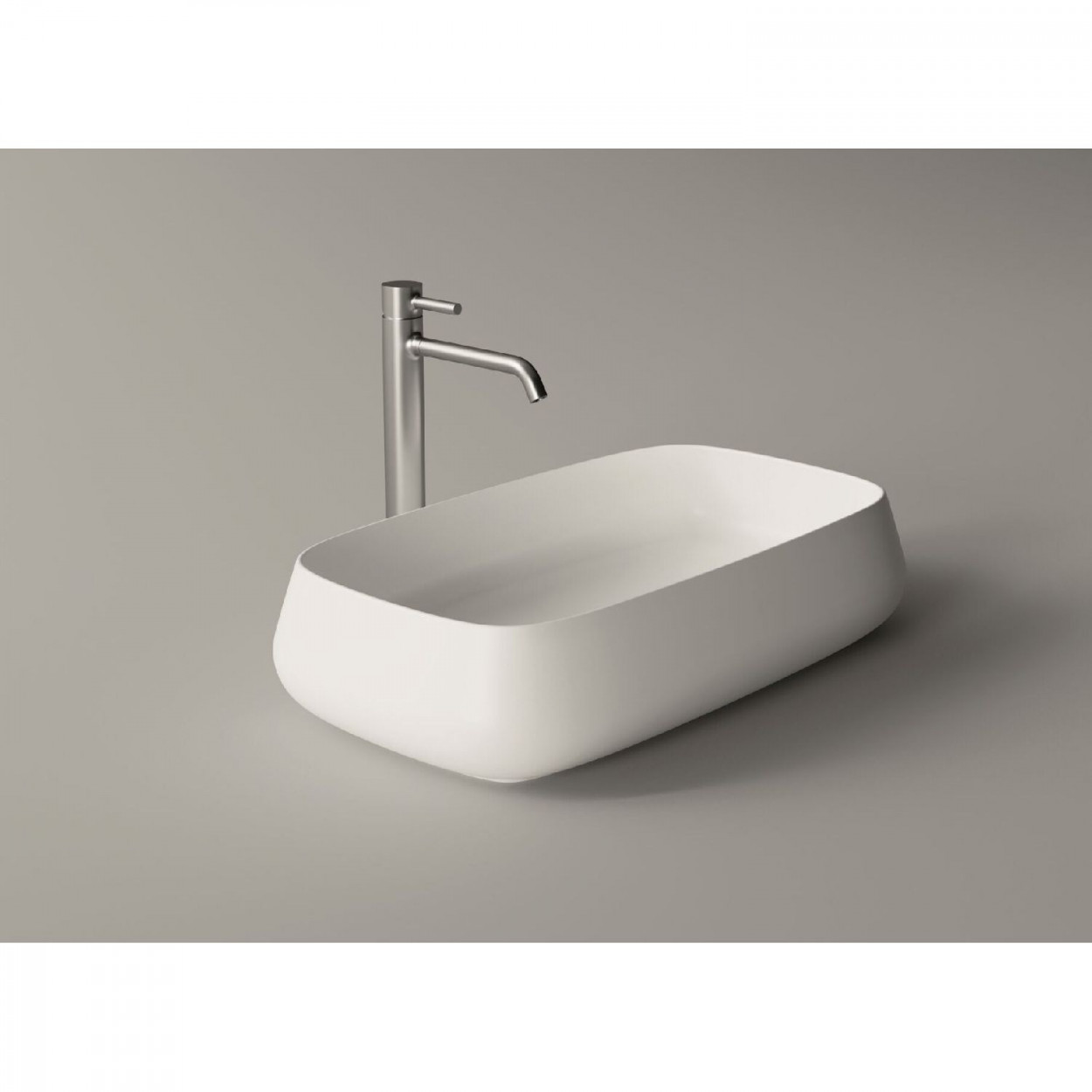 Lavabo da appoggio rettangolare 60x35 cm Nur in ceramica bianco lucido