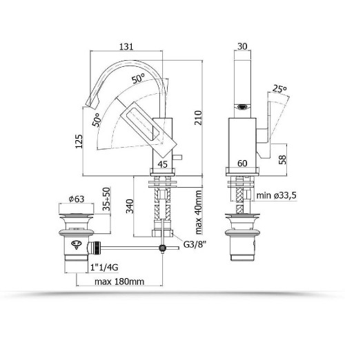 Miscelatore bidet con scarico automatico Elle cromo - Paffoni