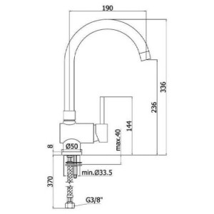 Miscelatore monoforo lavello con canna orientabile Stick cromo - Paffo 2