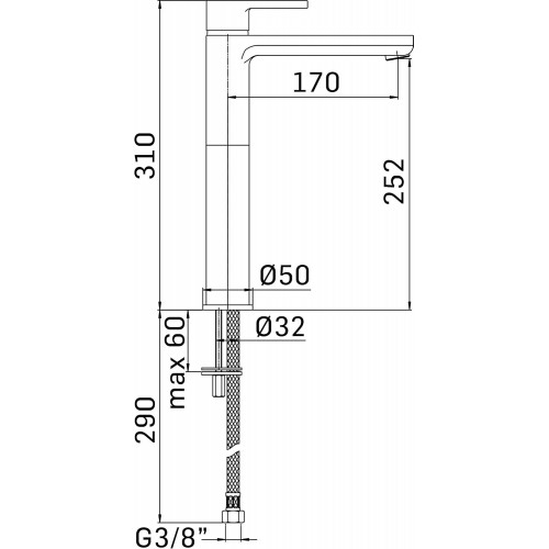 Miscelatore monocomando lavabo alto senza scarico Acquachiara cromo -